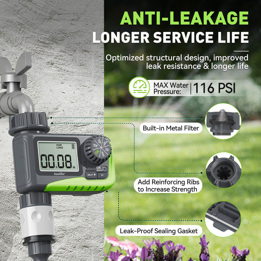 RAINPOINT Sprinkler Timer, Programmable Water Timer for Garden Hose, 1 Outlet