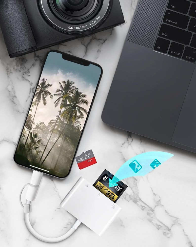 Apple MFi Certified SD Card Reader for iPhone, USB-C Lightning to SD TF Card...