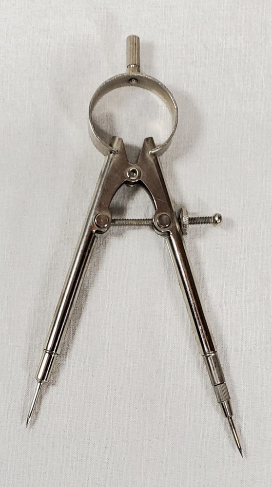 3 Vintage Technical Drafting Compass & Bow Compass Lot - Metal Drafting Tools