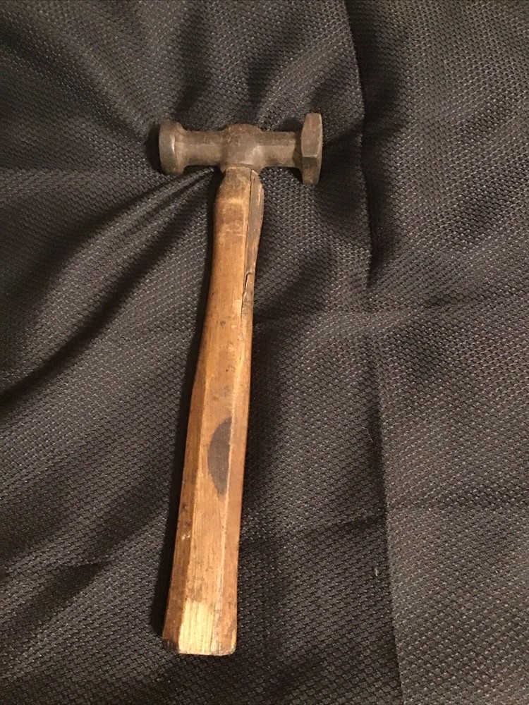 VINTAGE Auto Body Hammer - Square & Round Faces , Handle Has Cracks And Chips