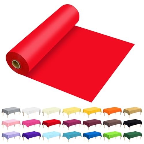 54 Inch X 100 Feet Plastic Table Cover Roll 1200" x 54" (Rectangular) Red