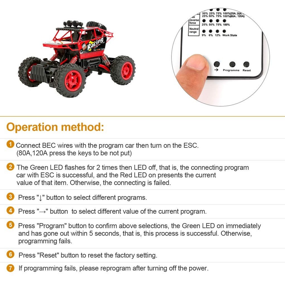 Surpass Hobby Programming Card RC Car Electronic Speed Controller Programmer ...