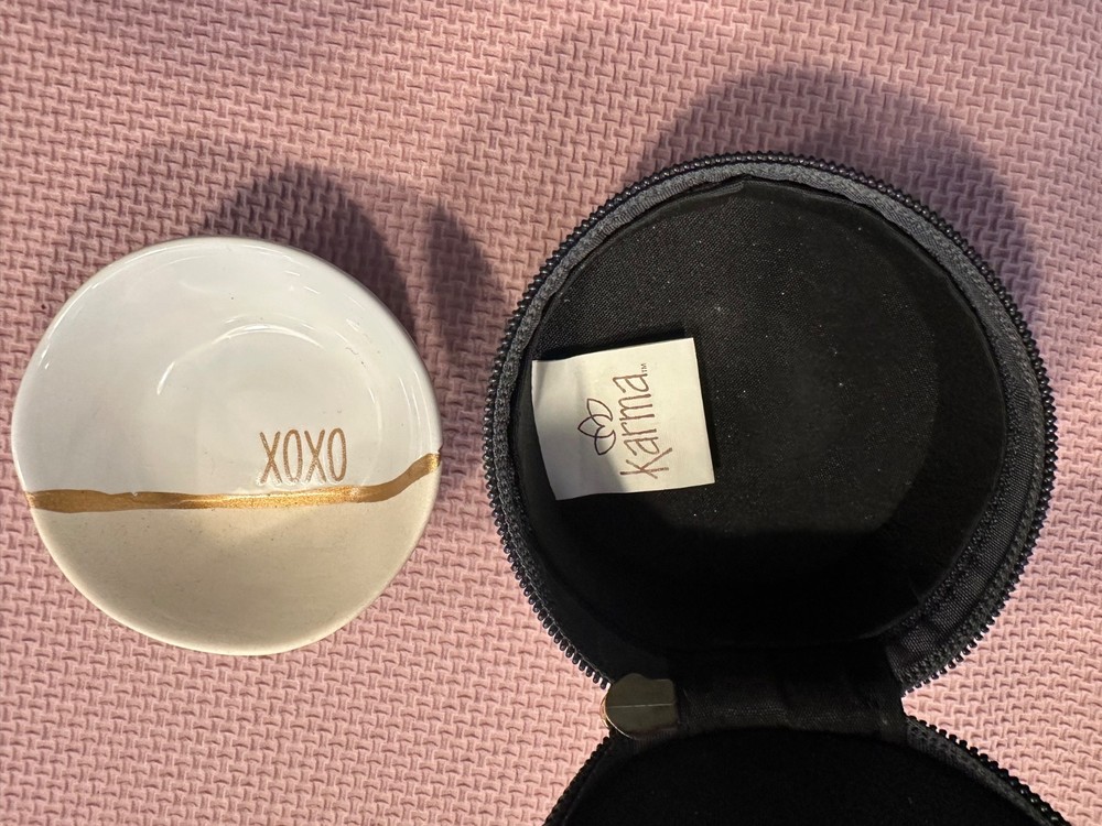 karma “choose joy” trinket case with ceramic bowl