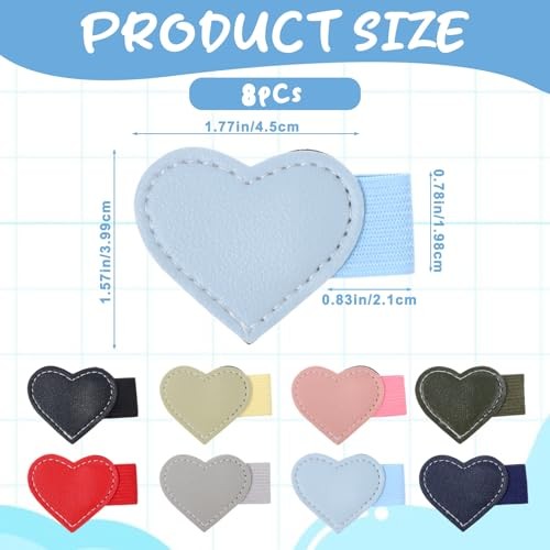 8 Pack Heart Pen Holder for Notebook, Self-Adhesive Elastic Pen Loop Holder