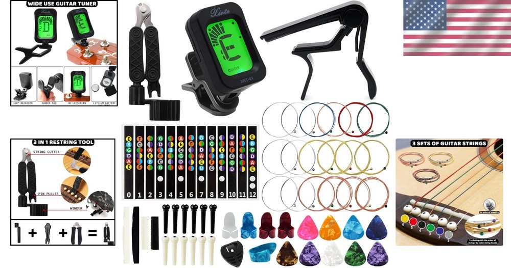 Guitar Accessories Kit - Strings, Tuner, Capo, Restring Tool