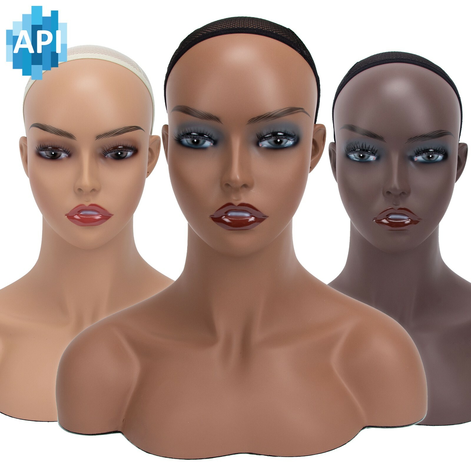 16.5" Realistic Mannequin Wig Head Manikin shoulder Bust Stand Display Hair DE-S