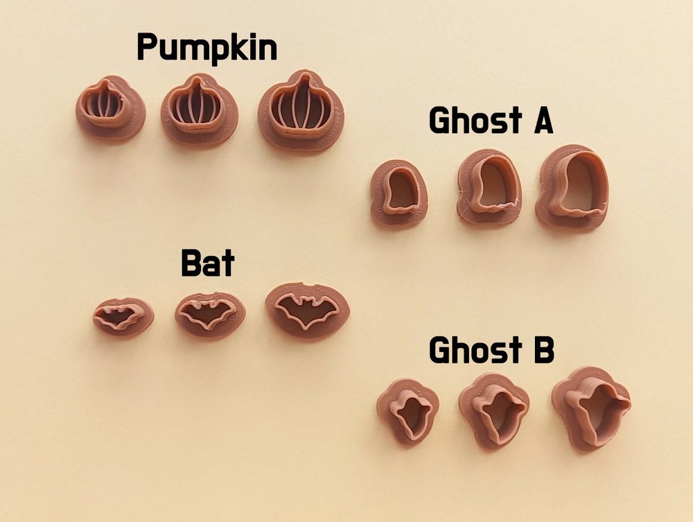 Halloween Theme Micro Pumpkin Bat Ghost Polymer Clay Cutter Set | Maxi Mini