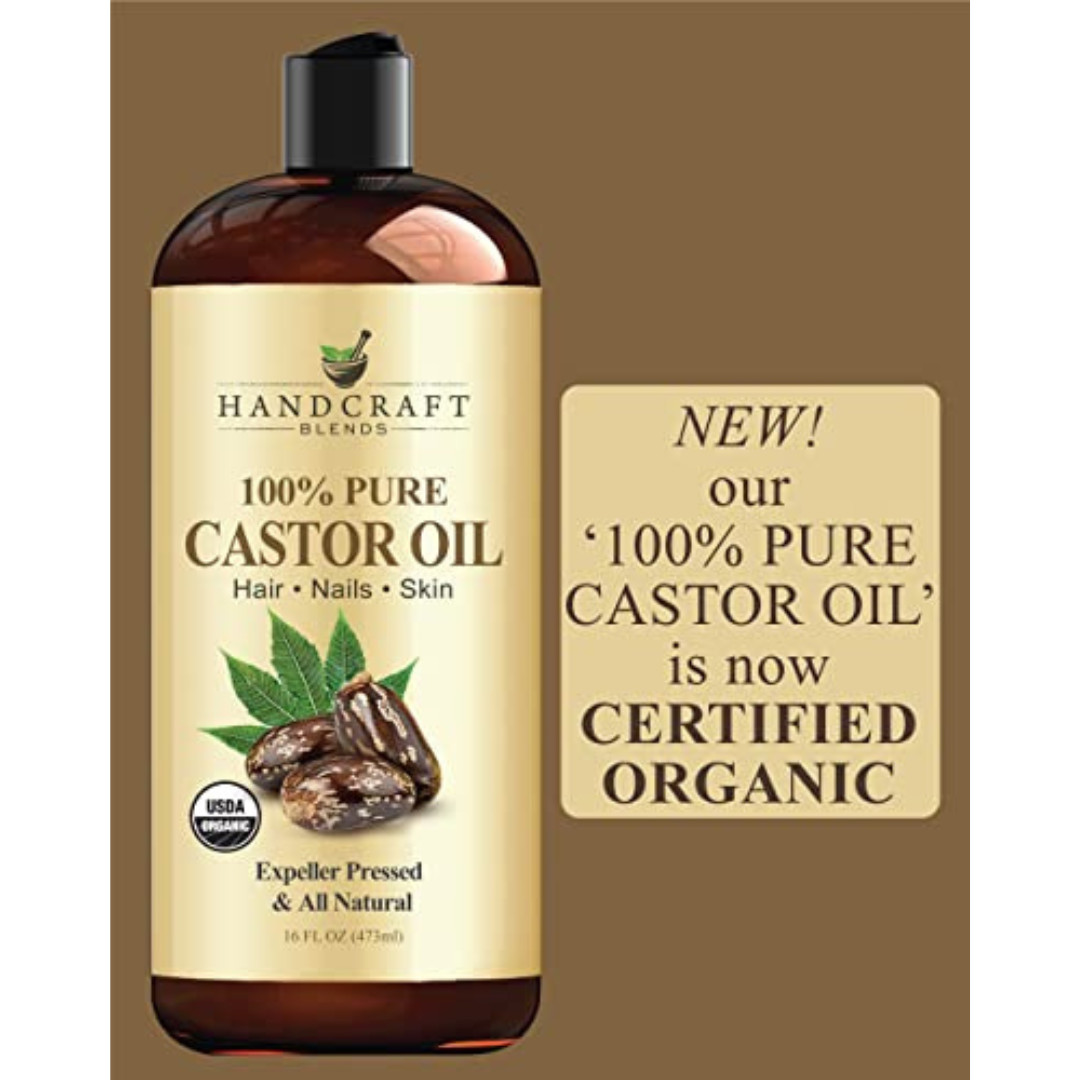 Premium Organic Castor Oil 100% Pure and Hexane-Free Cold-Pressed Beauty 16 fl.