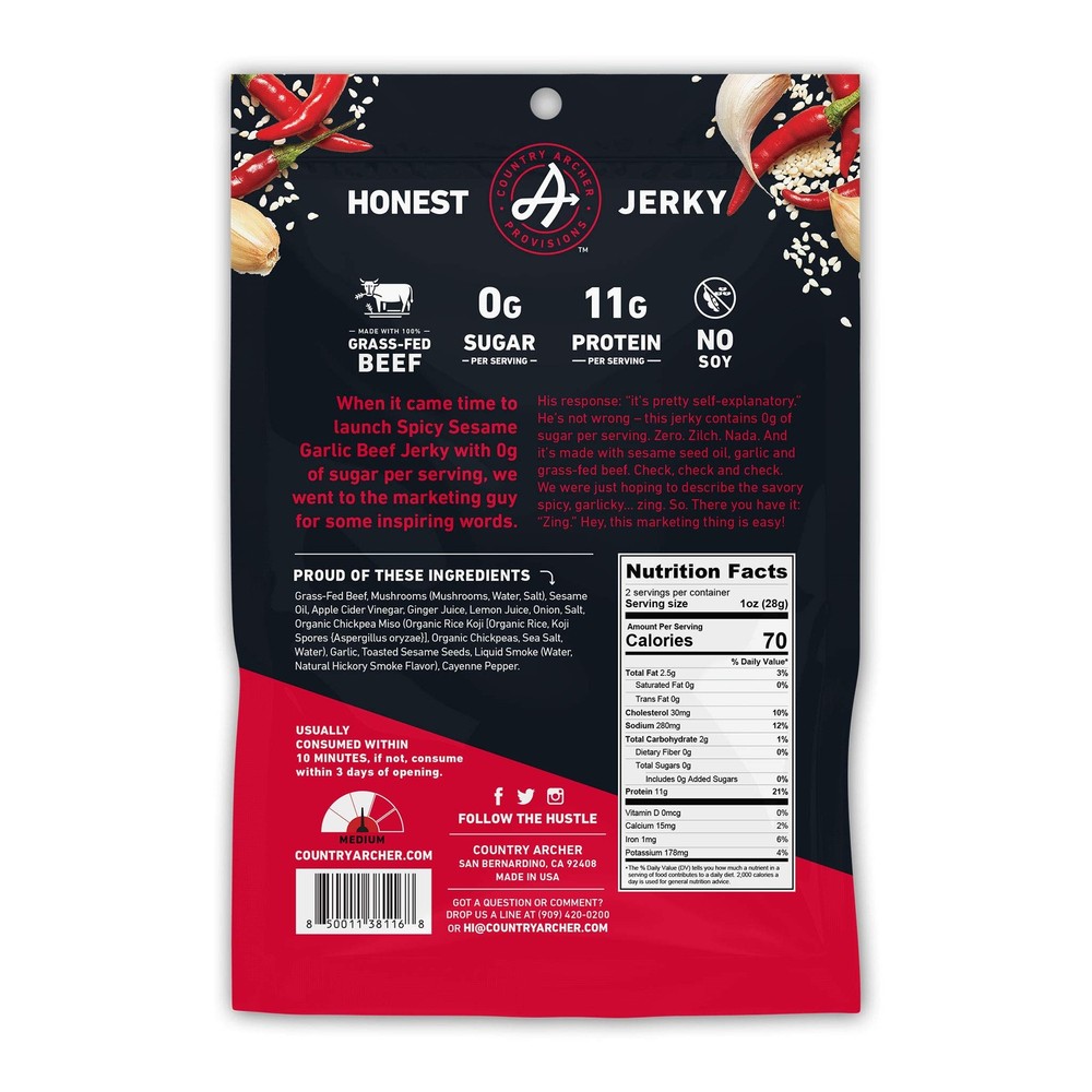 Grass Fed Beef Jerky - Zero Sugar Beef Jerky, Sugar Free Beef Jerky Snack Pac...