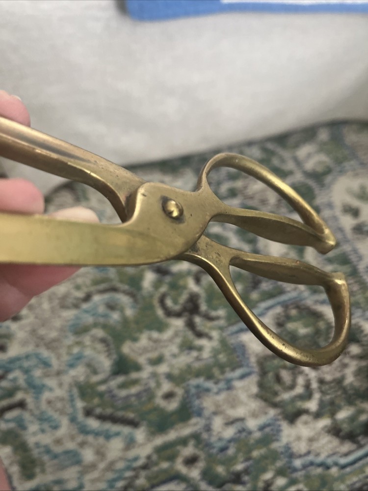 Antique Brass Coal Tongs Fireplace Implement