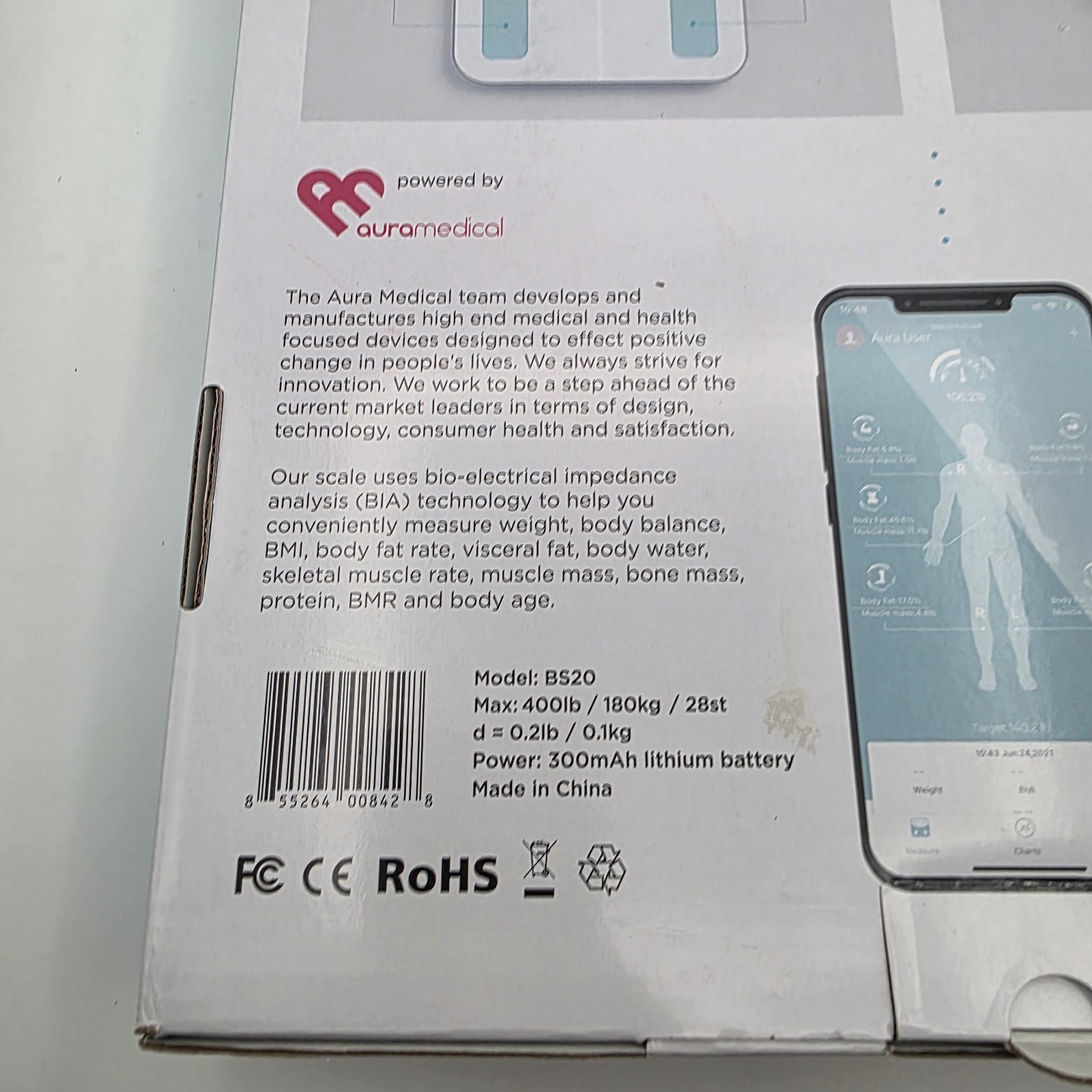 Aura Full Body Analysis Scale Bluetooth Charging Cable New (Open Box)