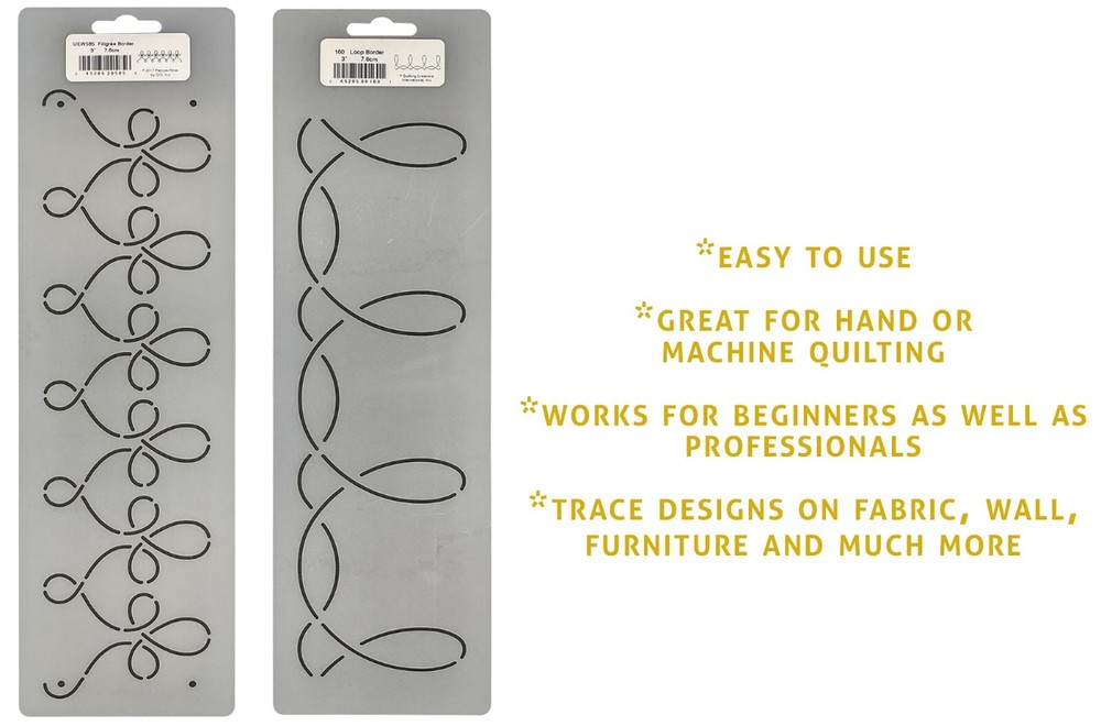 2 Border Quilting Stencils Loop Quilt Pattern Continuous Line Quilters Template