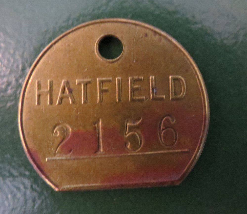 HATFIELD Colliery Pit Check Tally - marked HATFIELD 2156