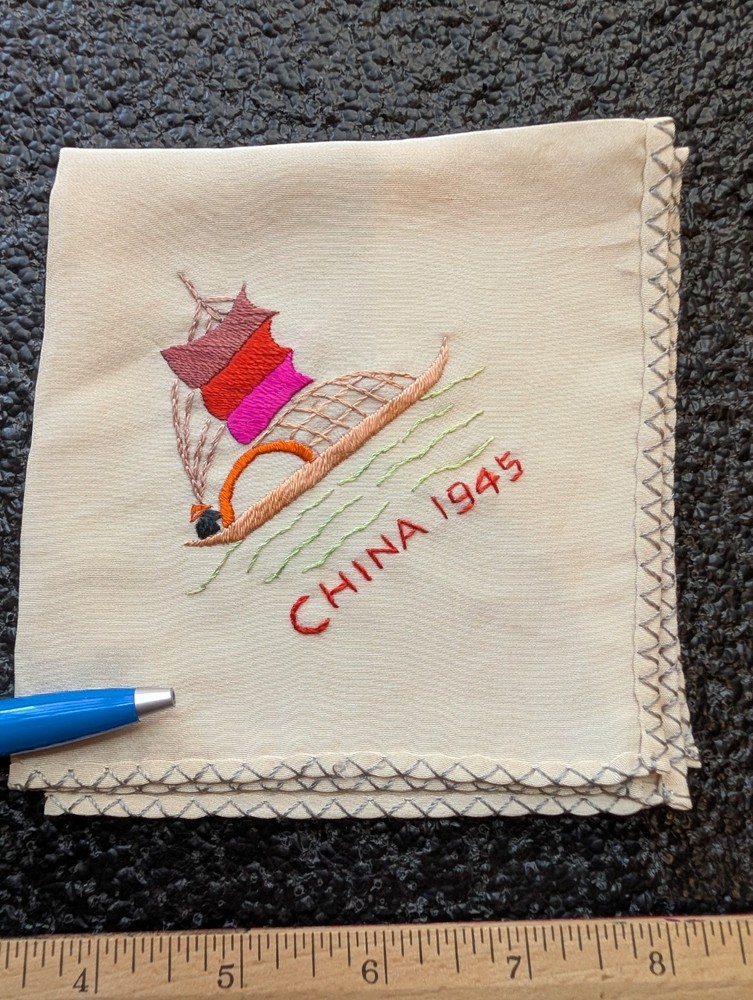 Original WW2 "1942 China" Silk Gift Hankie/Napkin
