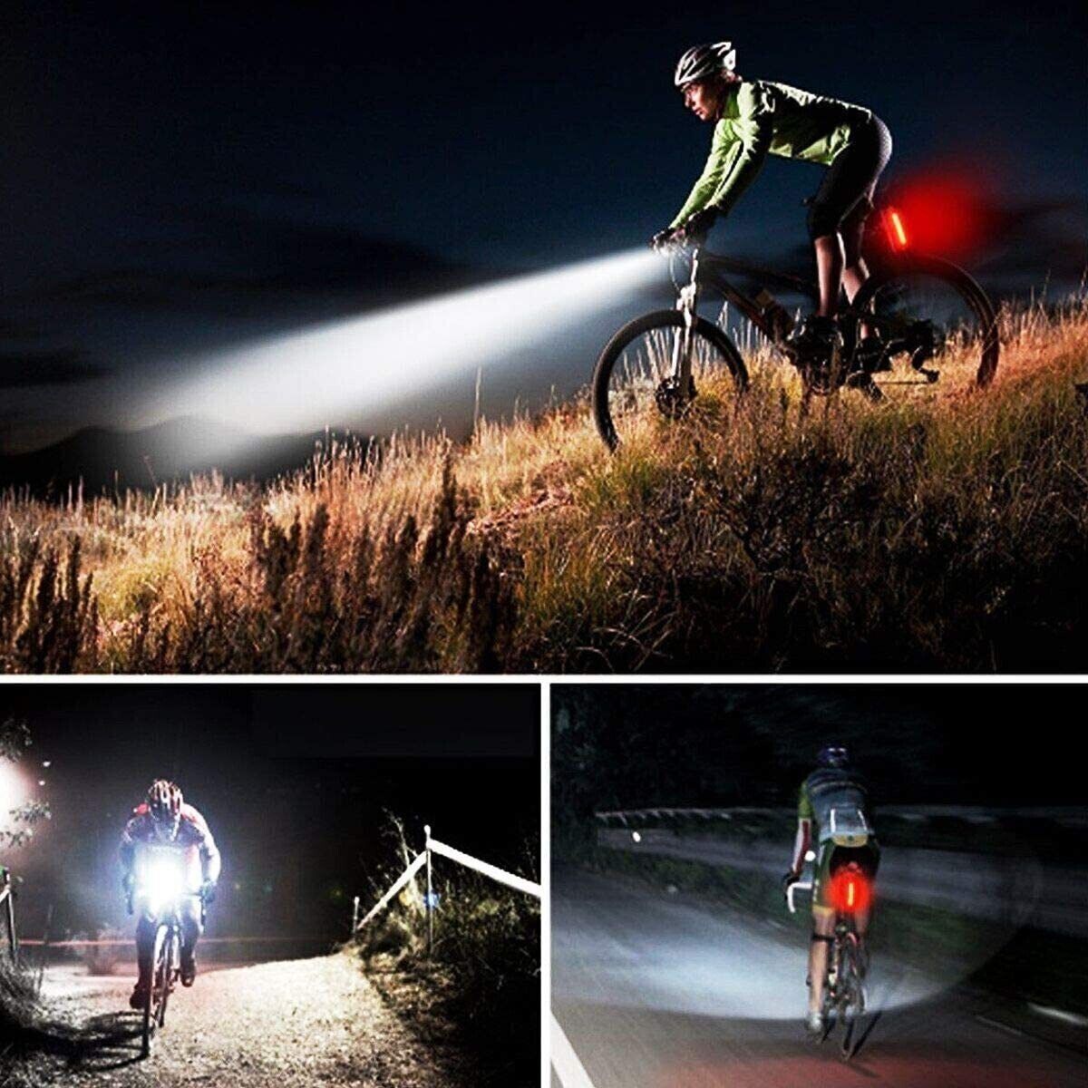 2 Sets USB Rechargeable LED Bicycle Headlight Bike Front Rear Lamp Cycling Light