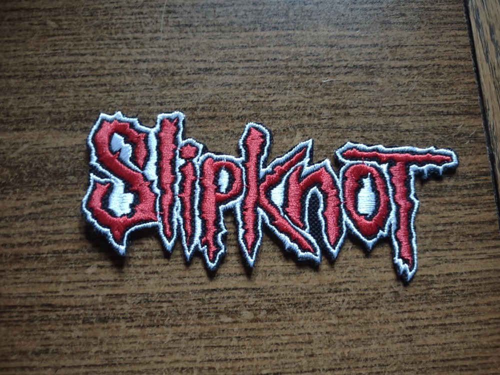 SLIPKNOT,IRON ON RED WITH WHITE BORDER EMBROIDERED PATCH