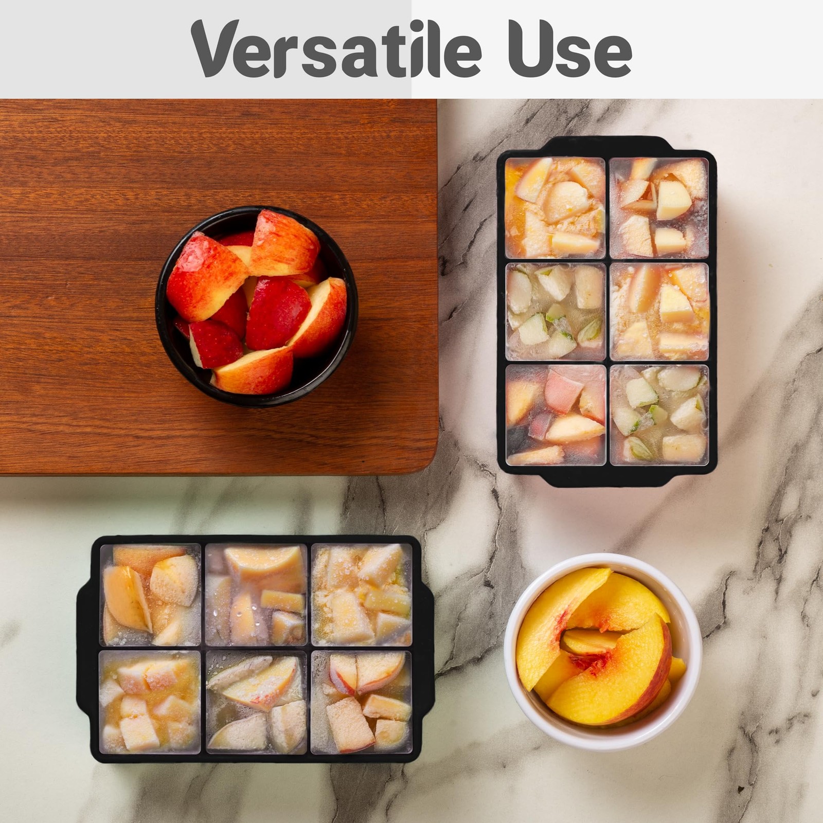 Large Silicone Ice Cube Tray (2-Pack), Easy Release 2" Big Ice Cubes - Cocktail,