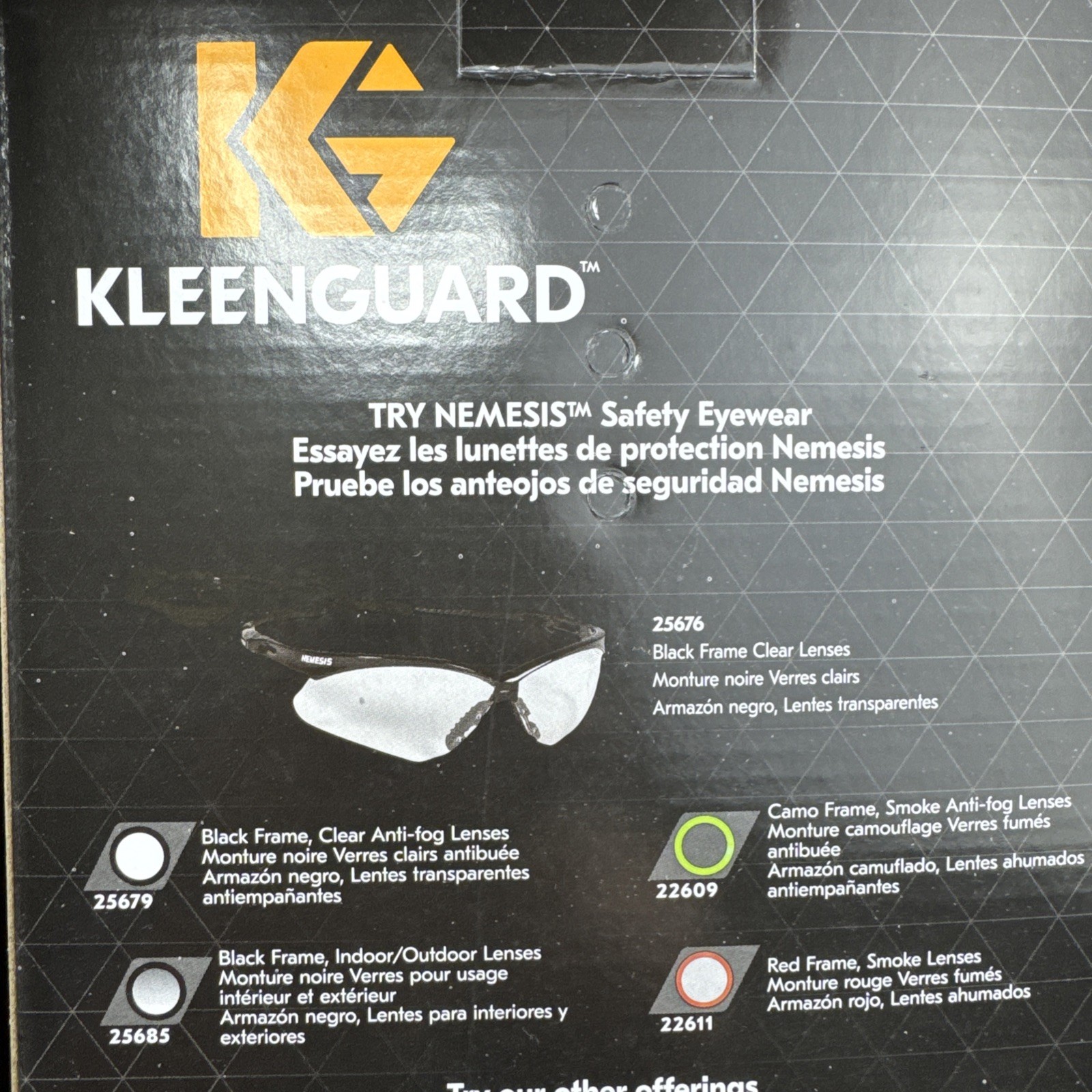 (12) Kleenguard 25688 Nemesis Safety Glasses Smoke Mirror Black Frame ANSI Z87+