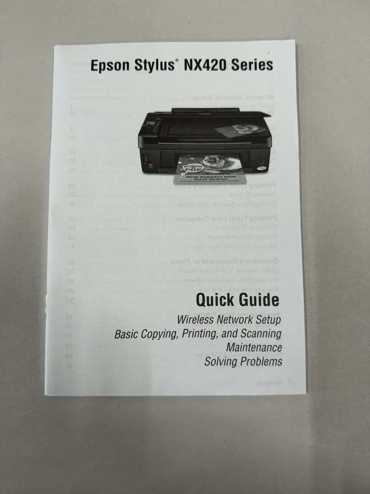 Epson Stylus NX420 Series Quick Guide & Software CD Set