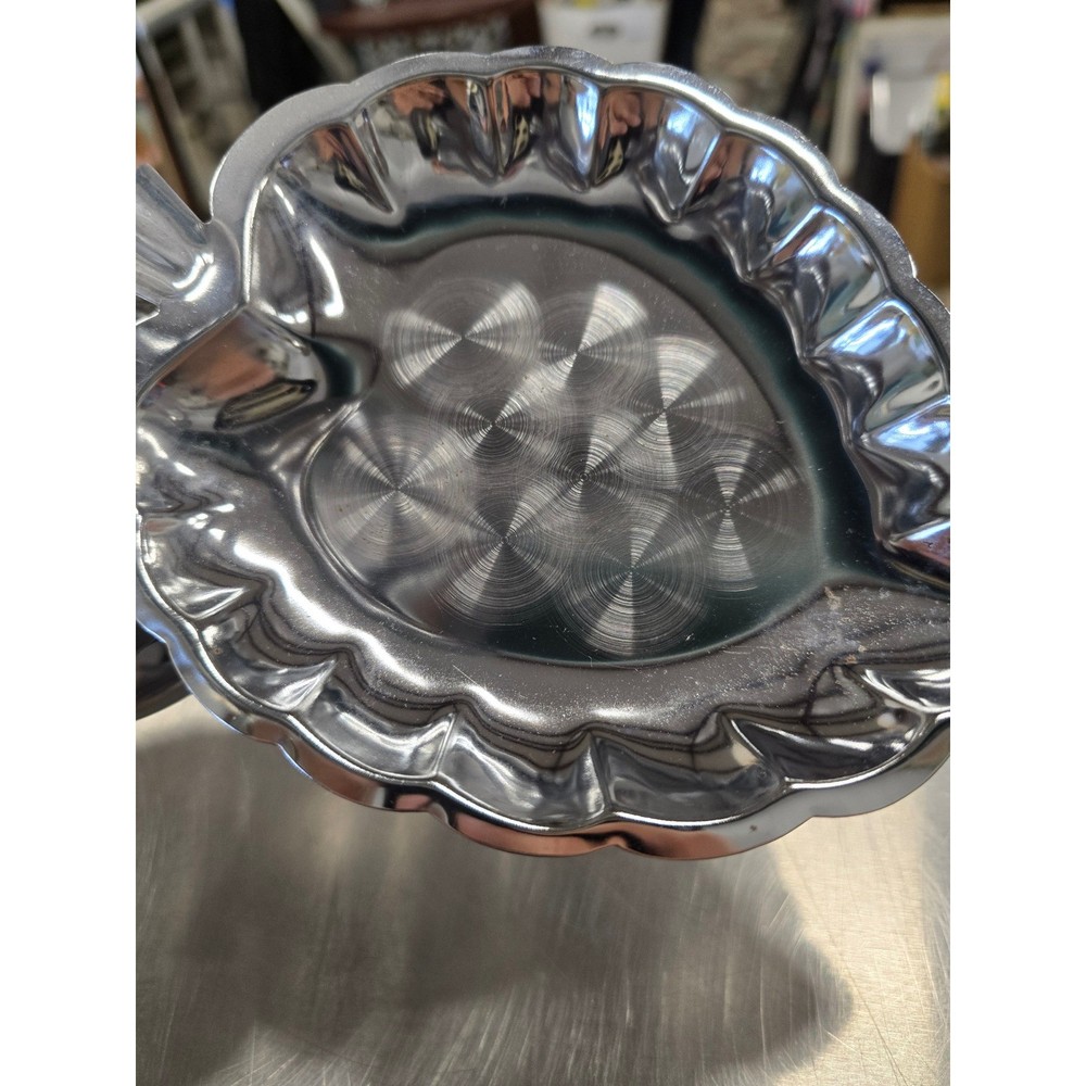 Tiered Serving Tray Chrome Color Leaf Shaped Candy Nut Dish Buffet Server