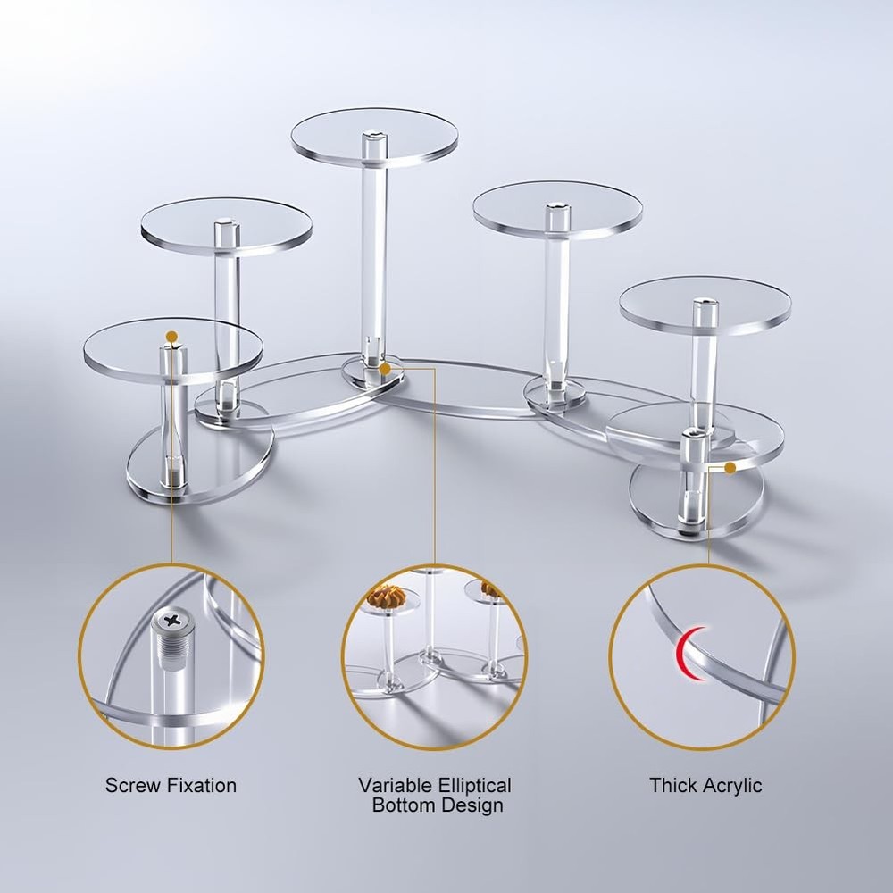 Acrylic Display Riser Stands,Deformable Round Display Rack Adjustable Acrylic...