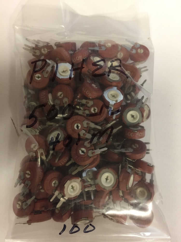 PIHER 500 ohm  TRIMPOTS 100 PCS NOS