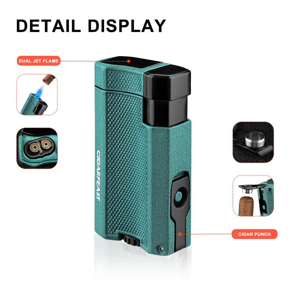 Torch Lighter Butane Refillable Dual Jet Flame Adjustable Windproof Lighter Gift
