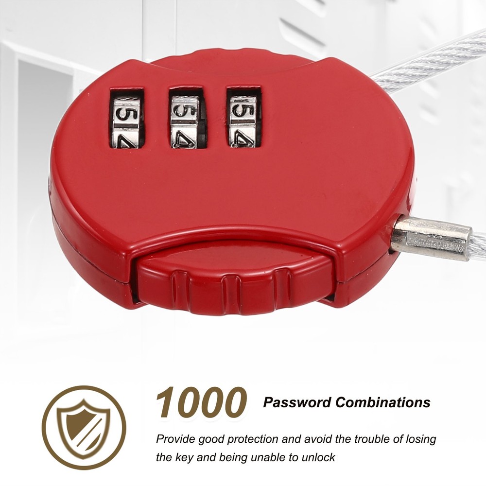 1-Pack Combination Padlock, 3 Digit Round Shaped Cable Luggage Lock [Orange]