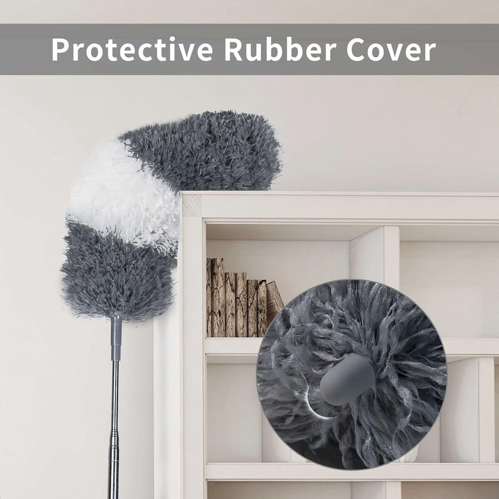 Microfiber Feather and Cobweb Duster Set, Bendable Head and 100 inches Extens...