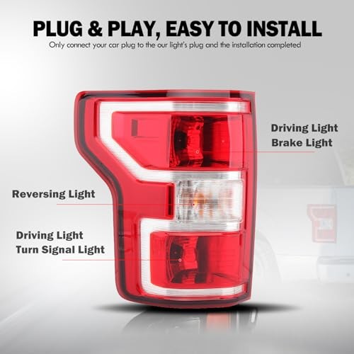 Driver Side Tail Light Assembly Compatible with Ford F-150 Left Driver Side