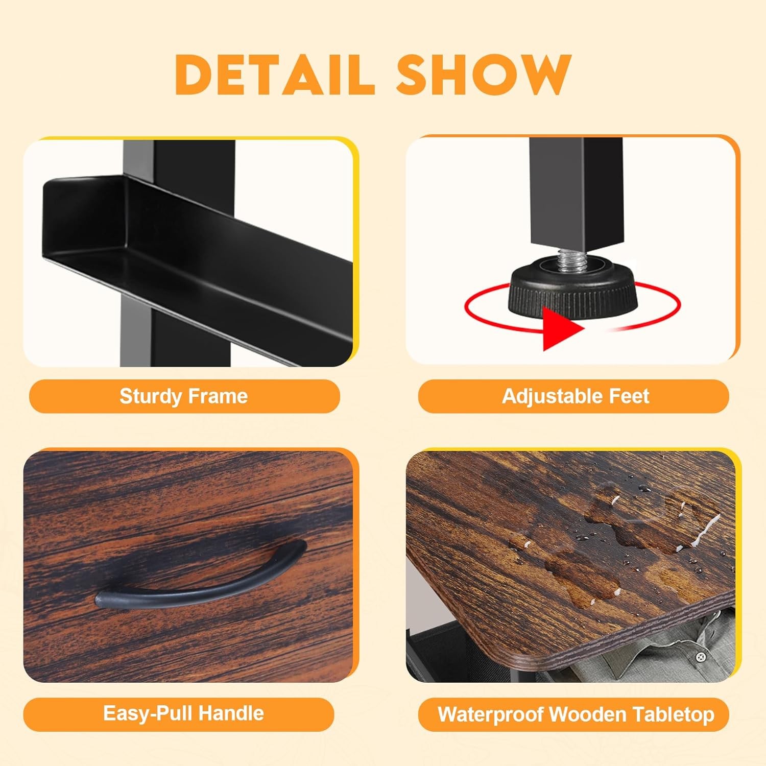 Dresser for Living Room with 10 Storage Drawers Organizer Unit Brown Curved