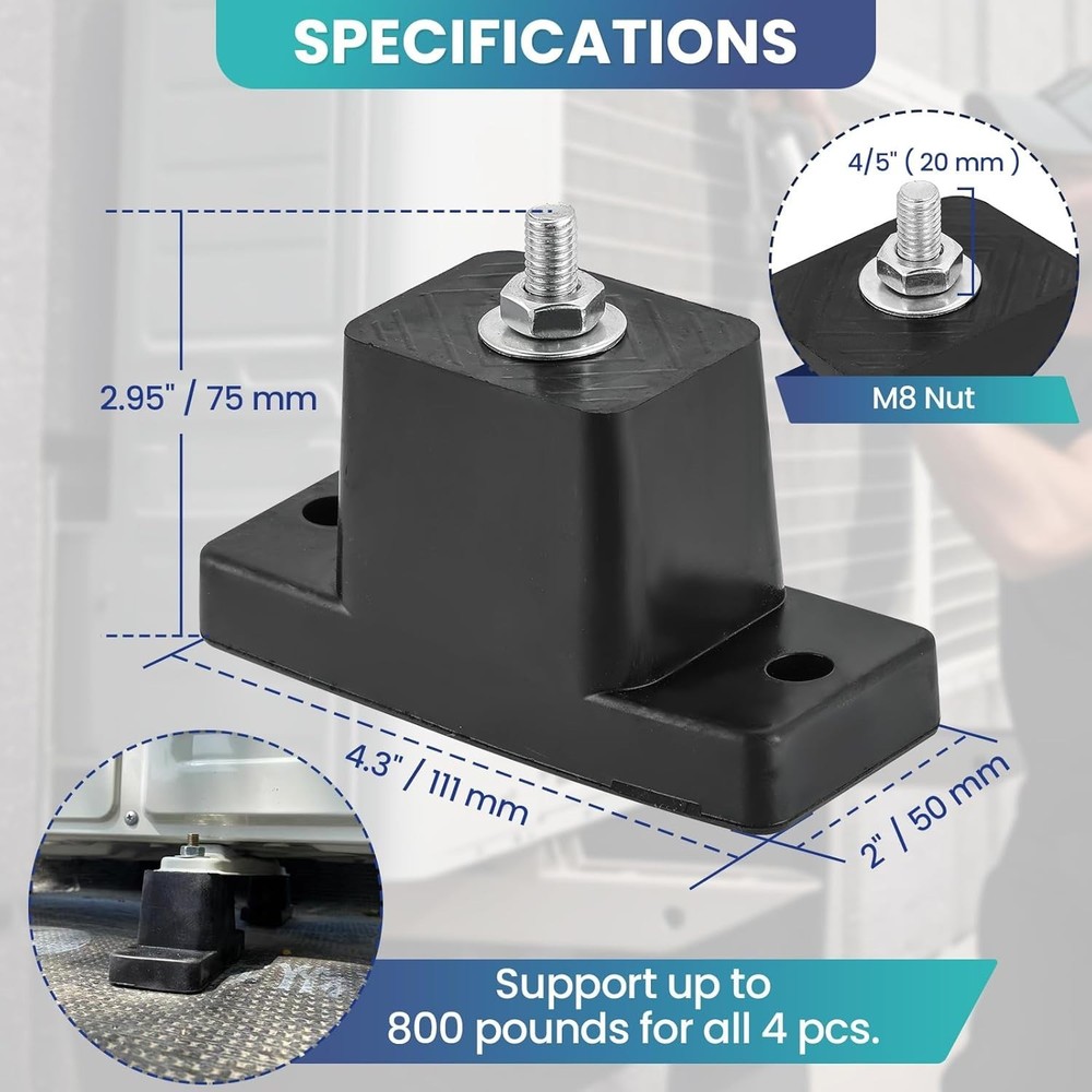 4-Pack Rubber Vibration Isolator Mounting Bracket - Noise Reduction for AC Units