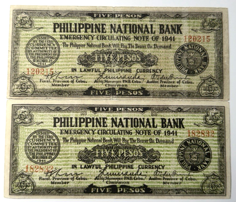 Philippines 1941 5 Pesos Emergency Circulating Notes