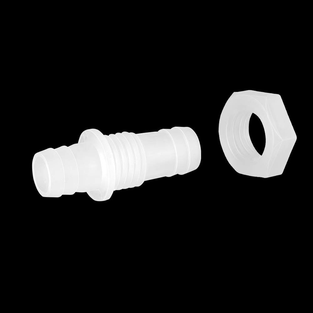 3/8" Hose Barb Thru-Bulk Bulkhead Fitting Hex Barbed Fitting Plastic Adapter ...