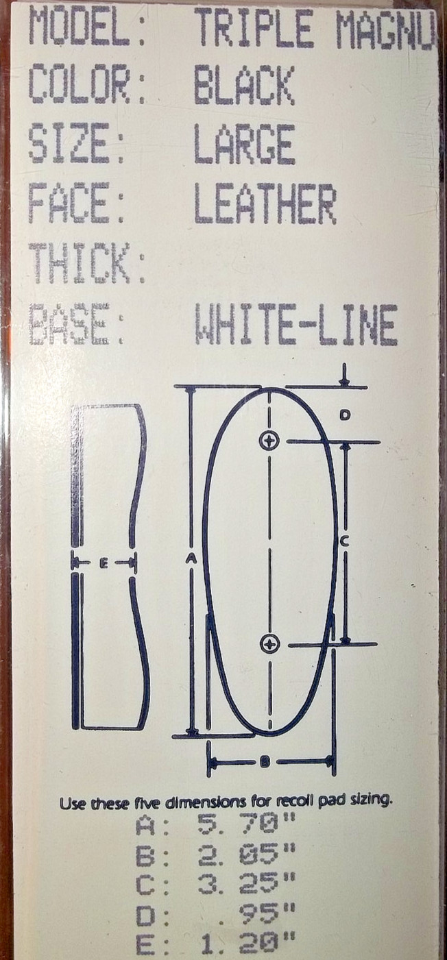 Pachmayr Model T-660-L-LE-BL Pad-Triple Magnum ~ NEW IN PACKAGE ~ FREE FAST SHIP