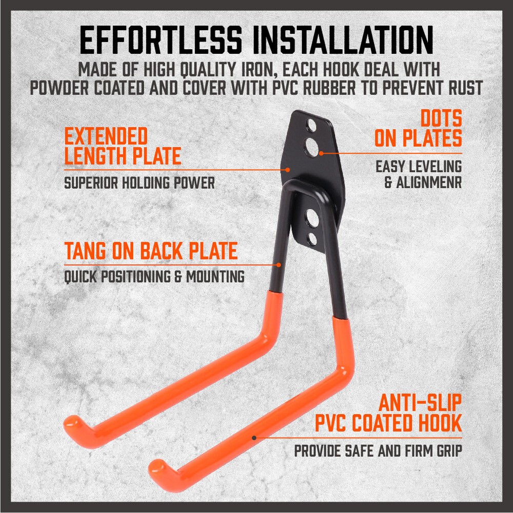 10-Pack Garage Storage Utility Double Hooks Power Tools Ladders Bikes Bulk Items