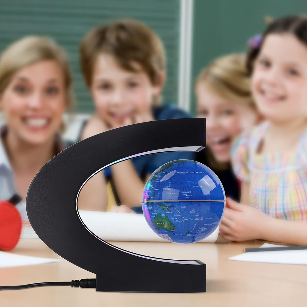 Floating Globe with Colored LED Lights C Shape Anti Gravity Magnetic Levitation