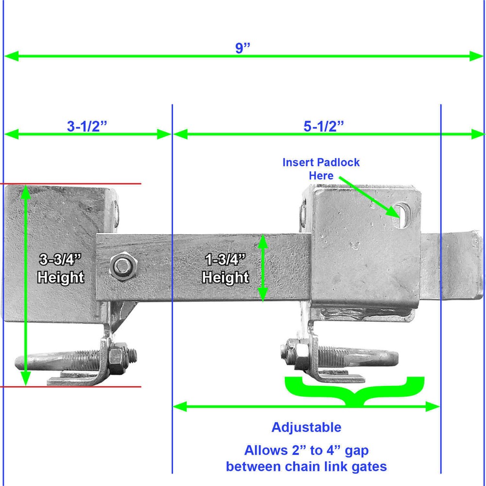 Chain Link Strong Arm Double Gate Latch (for 1-3/8" gate frames)-Gate Hardware