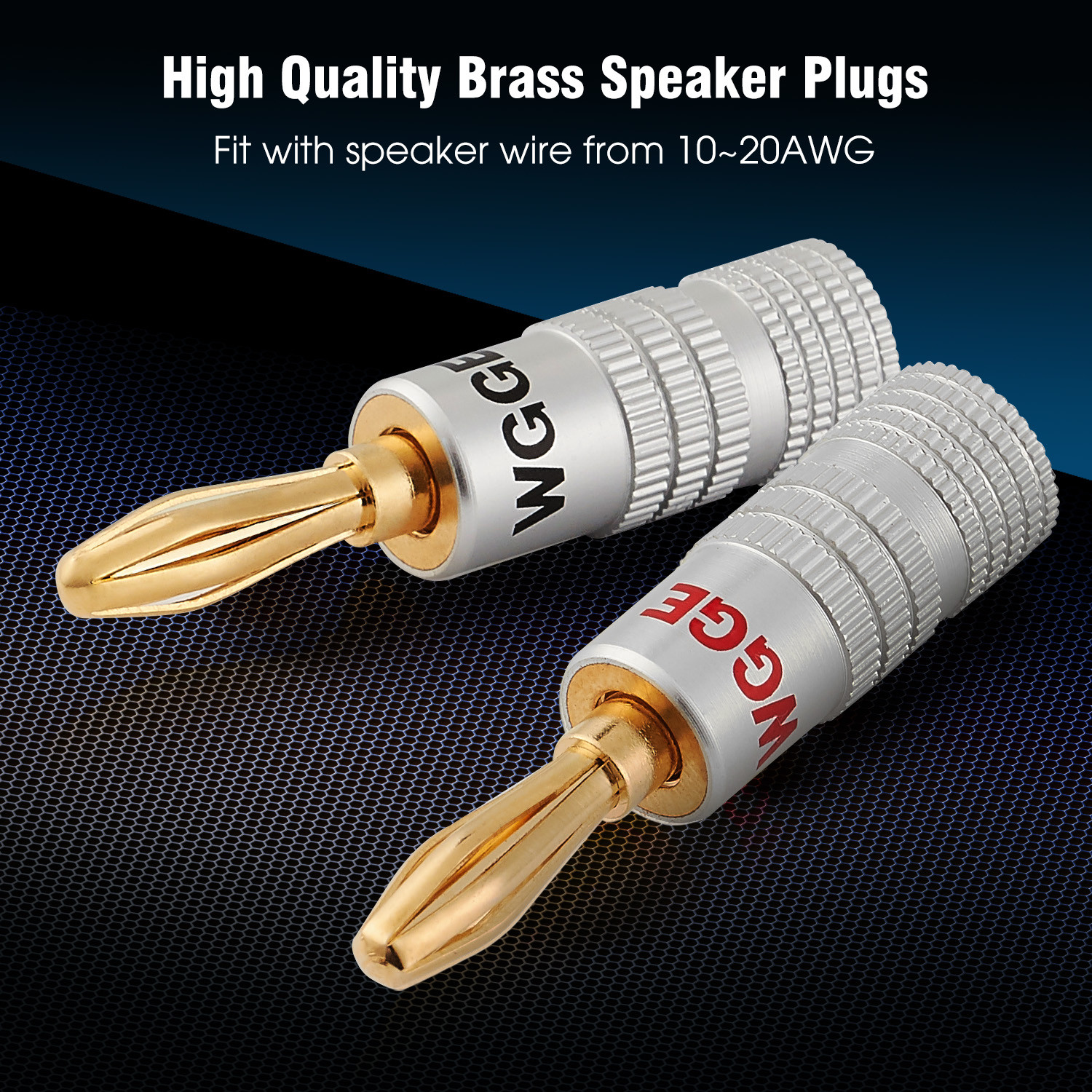 WGGE WG-009 Banana Plugs Audio Jack , 24k Gold Dual Screw Lock Speaker (6 Pairs)
