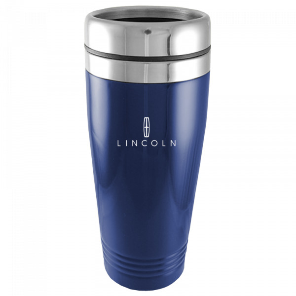 Lincoln Logo Blue 16oz Stainless Steel Tumbler Travel Mug Official Licensed