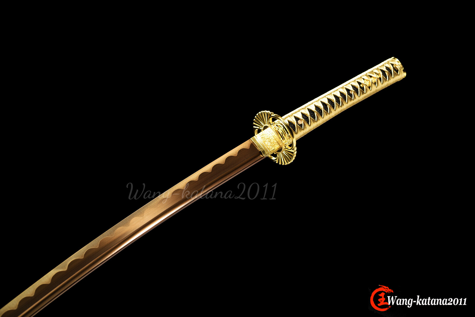 All Gold Katana 1095 Steel Sharp Battle Ready Japanese Samurai Functional Sword