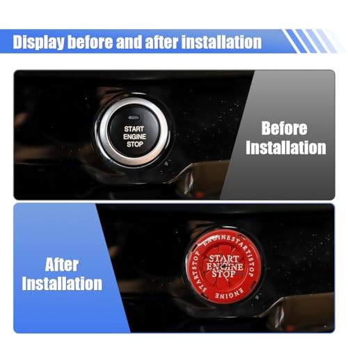 Rotary Push Start Button Cover, Stylish Metal Car Engine Start Stop Button Red