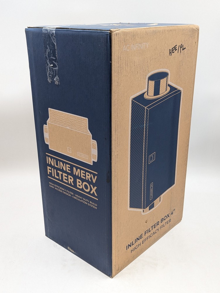 AC Infinity Inline Filter Box 4" w/ High Efficacy Filter (AC-AFB4) Black