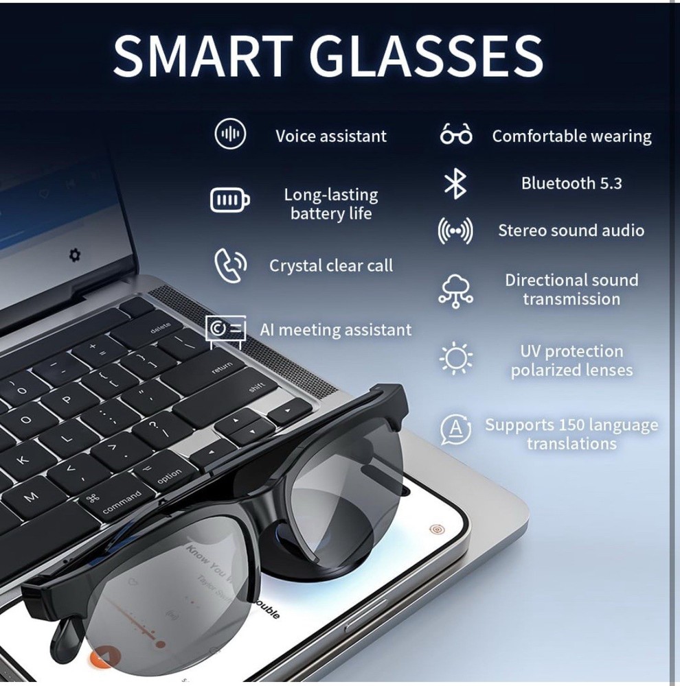 AI Smart Bluetooth Glasses | Hands-Free Call | UV Polarized