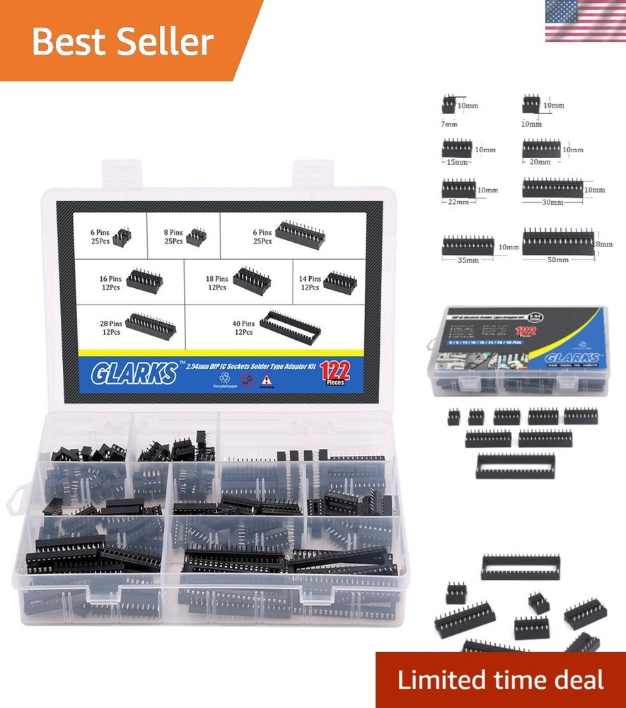 Comprehensive 122Pcs DIP IC Sockets with 2.54mm Pitch for Electronics Projects
