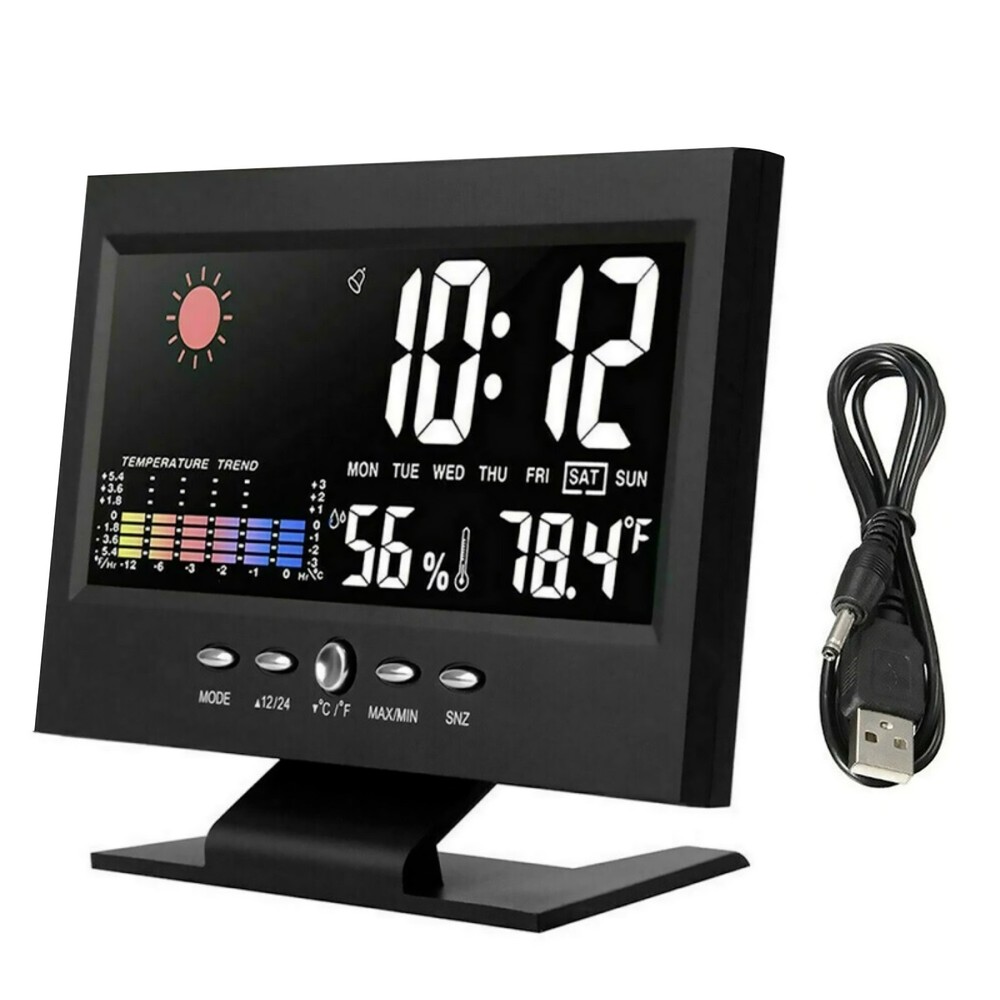 LED Digital Alarm With Voice Control Backlight Thermometer Hygrometer Display