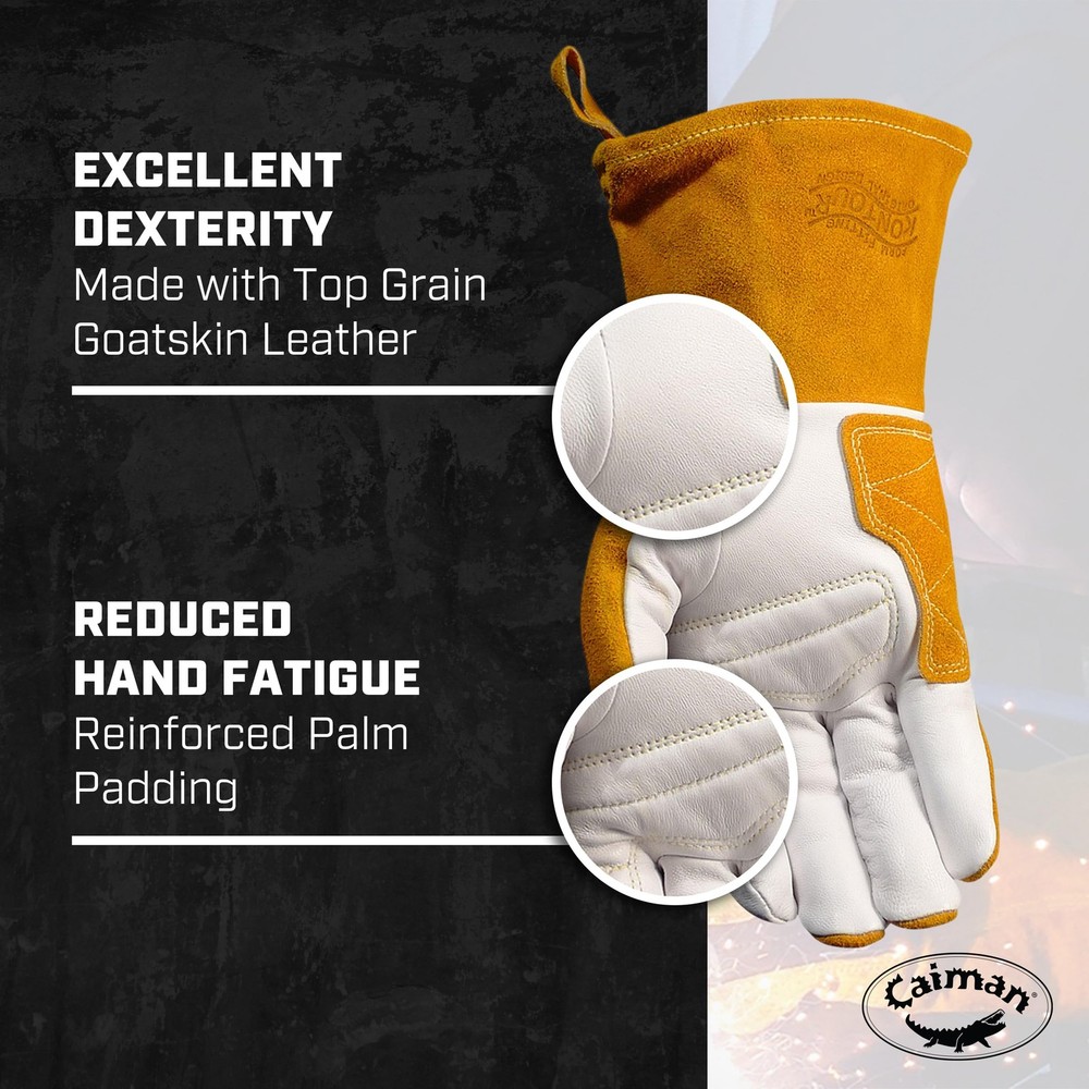 Premium Goat Grain TIG/Multi-Task Welding Gloves, Split Cowhide Back, 4-Inch ...