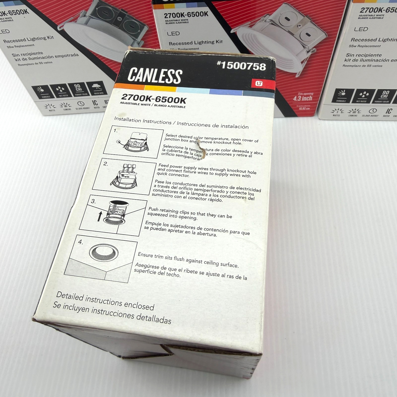 Lot 10 Utilitech Canless Recessed Lighting Kit 1500758 LED Adjustable White 4.3"