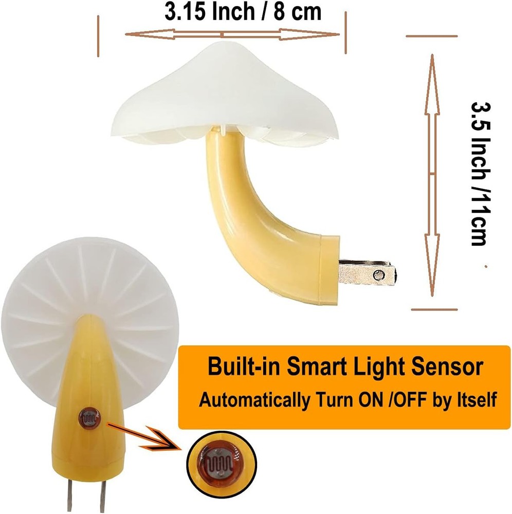 AUSAYE 2 Pack Sensor LED Night Light Plug in NightLight 2 Pack, Warm White