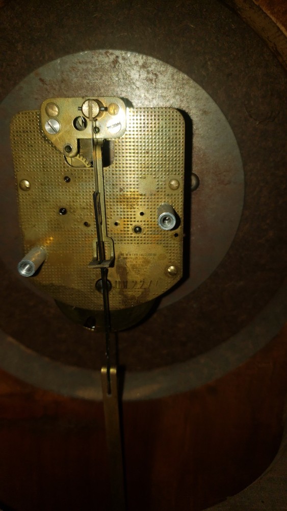 New England Clock Company Pendulum Driven Scroll Clock W/ Key.